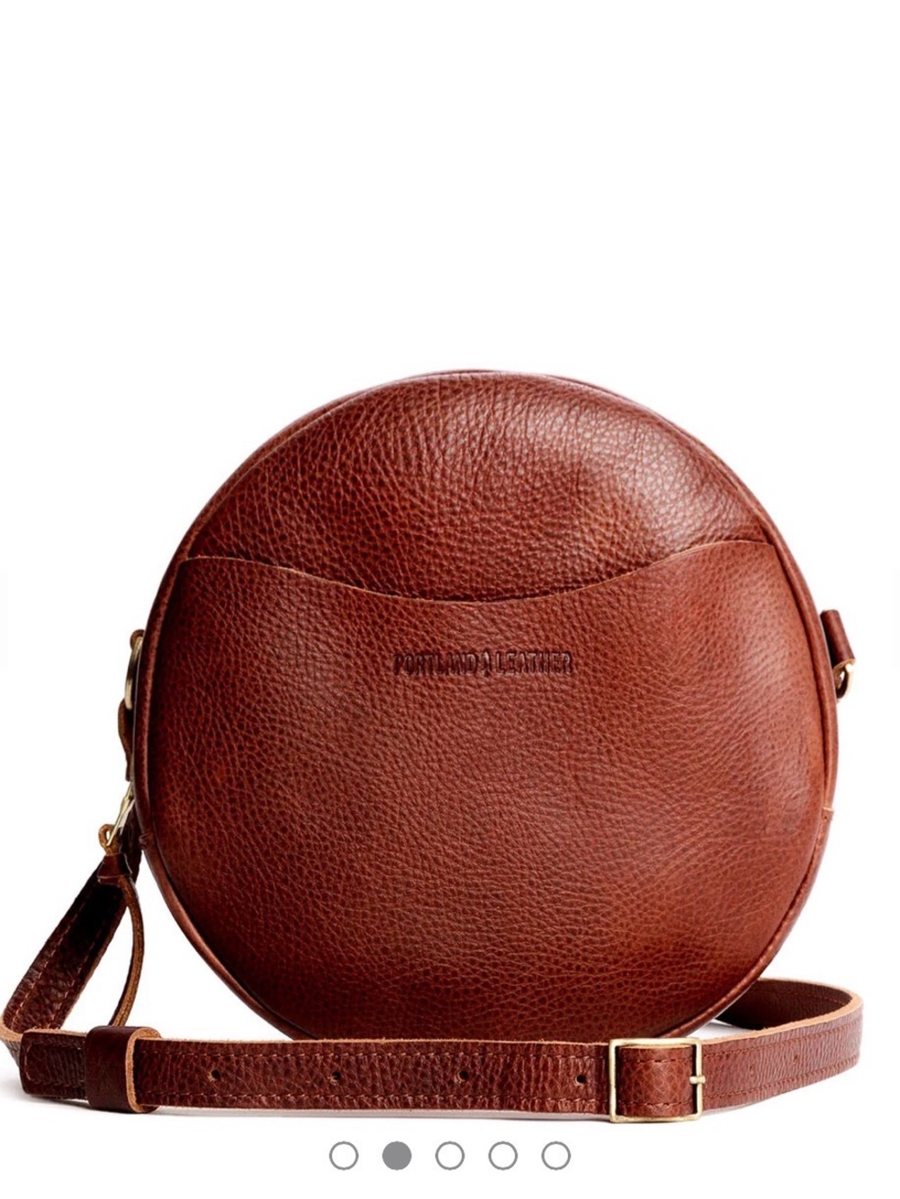 Portland Leather Large Round Crossbody Bag in Nutmeg